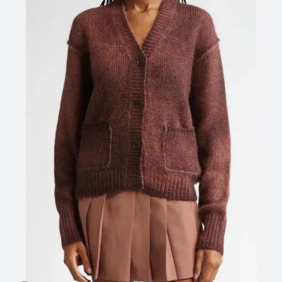 Acne Studios Sweaters - Acne Chunky Knit Button-Front Cardigan in Rustic Red